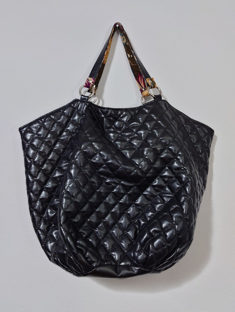 Reversible Quilted Tote Bag Floral Corduroy Shoulder Bag